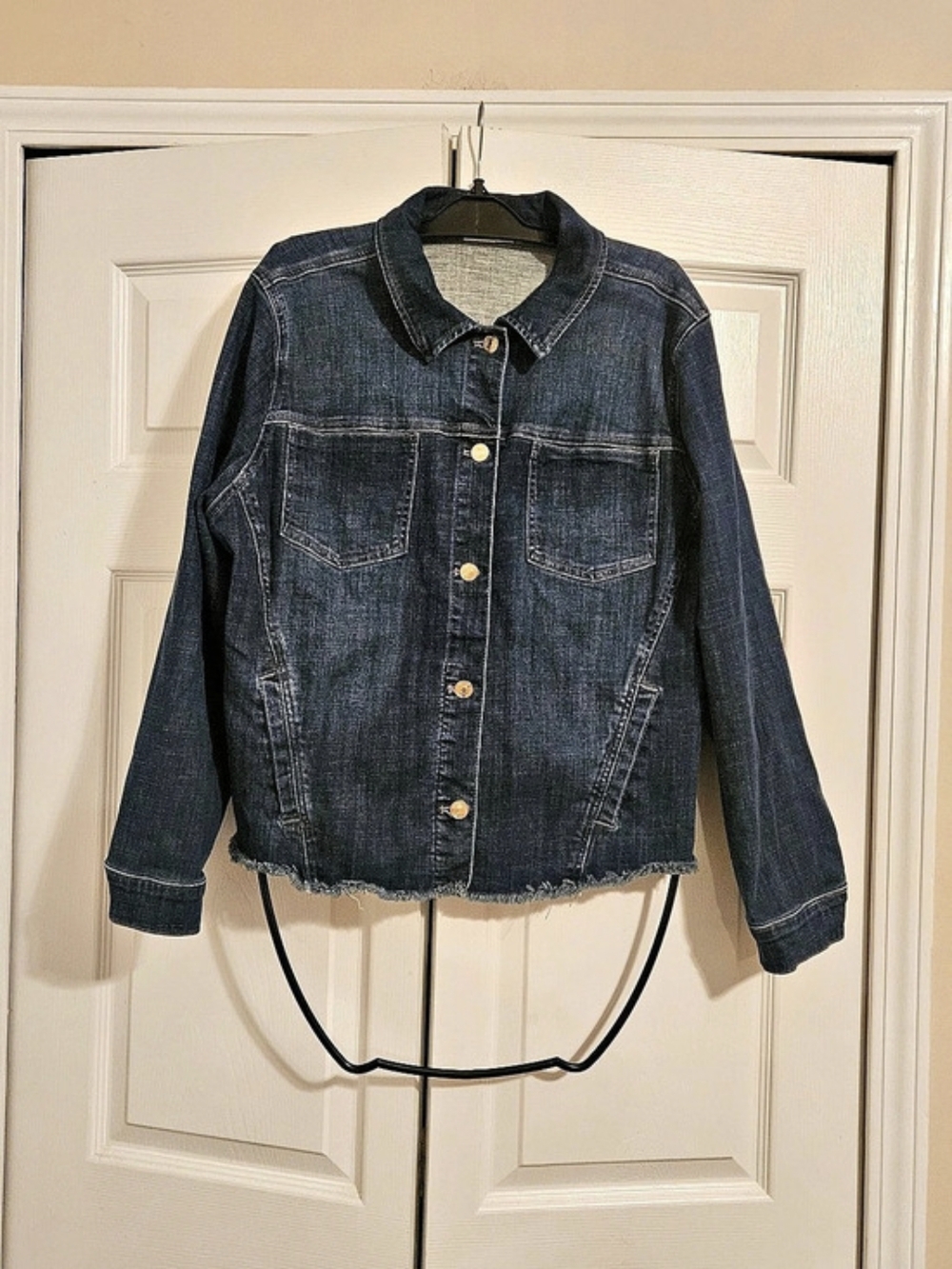 Chico's Embroidered Denim Jacket Blue Size XL
